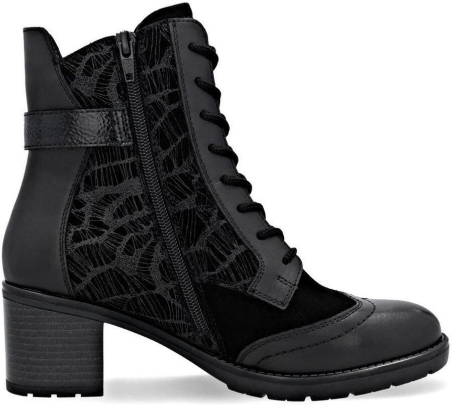 Remonte D2A77-02 suede enkellaarzen met hak
