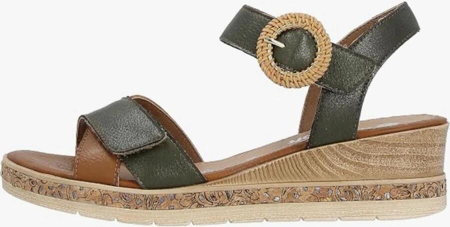 Remonte D3067-52 sandalen met sleehak groen cognac