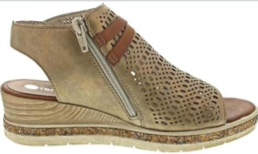 Remonte D3075-90 Sandalen goud bruin sleehak met rits