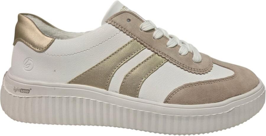 Remonte D3E00-80 Sneakers Wit Beige Goud Leer Dames Wit