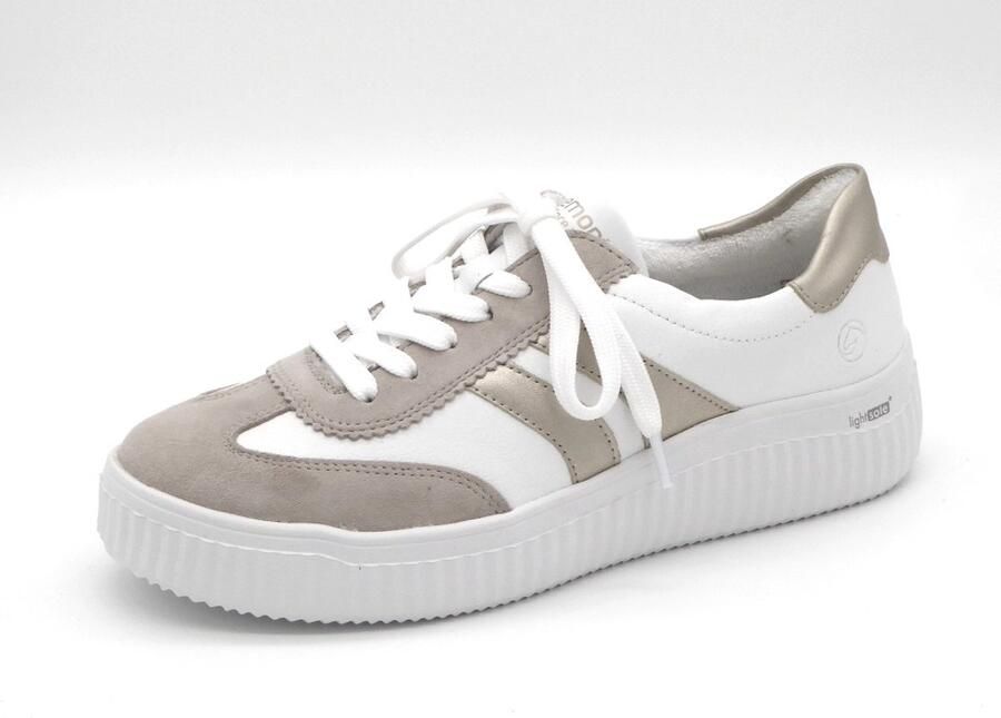 Remonte D3E00-80 Sneakers Wit Beige Goud Leer Dames Wit