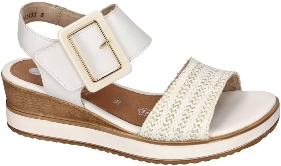 Remonte D6453-81 sandalen sleehak wit goud klittenband gesp