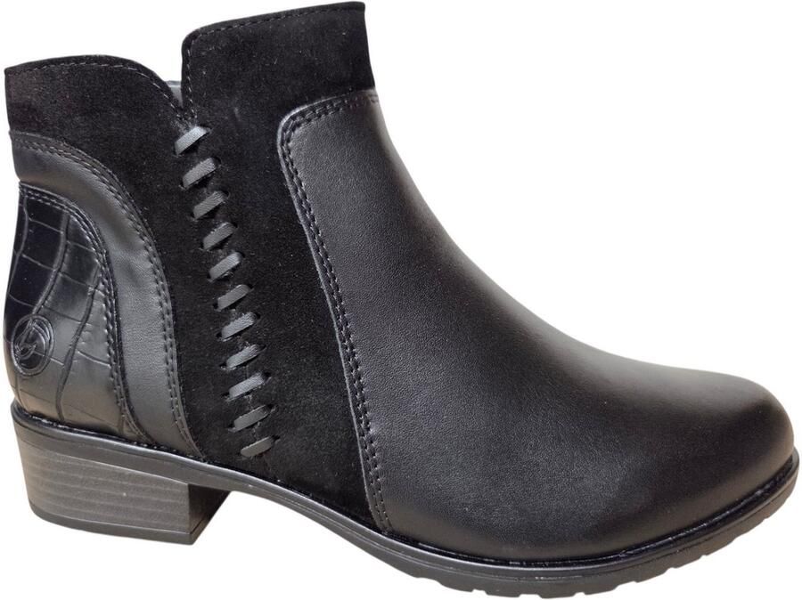 Remonte D6893-02 Enkellaarzen Zwart Leer en Suede Zwart