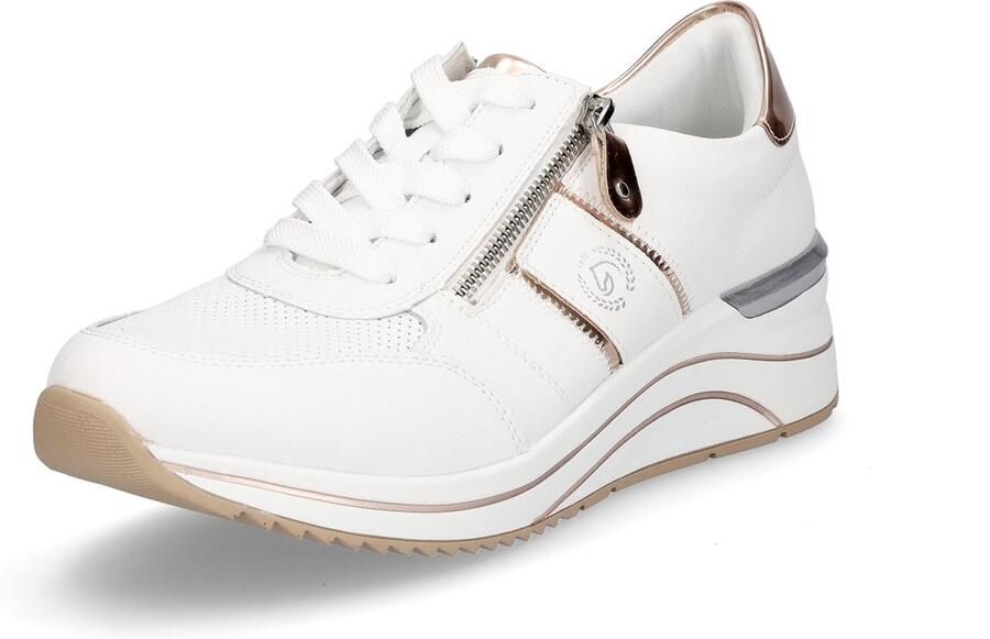 Remonte Sneakers met sleehak vrijetijdsschoen lage schoen veterschoen met metallic contrastaccenten - Foto 2