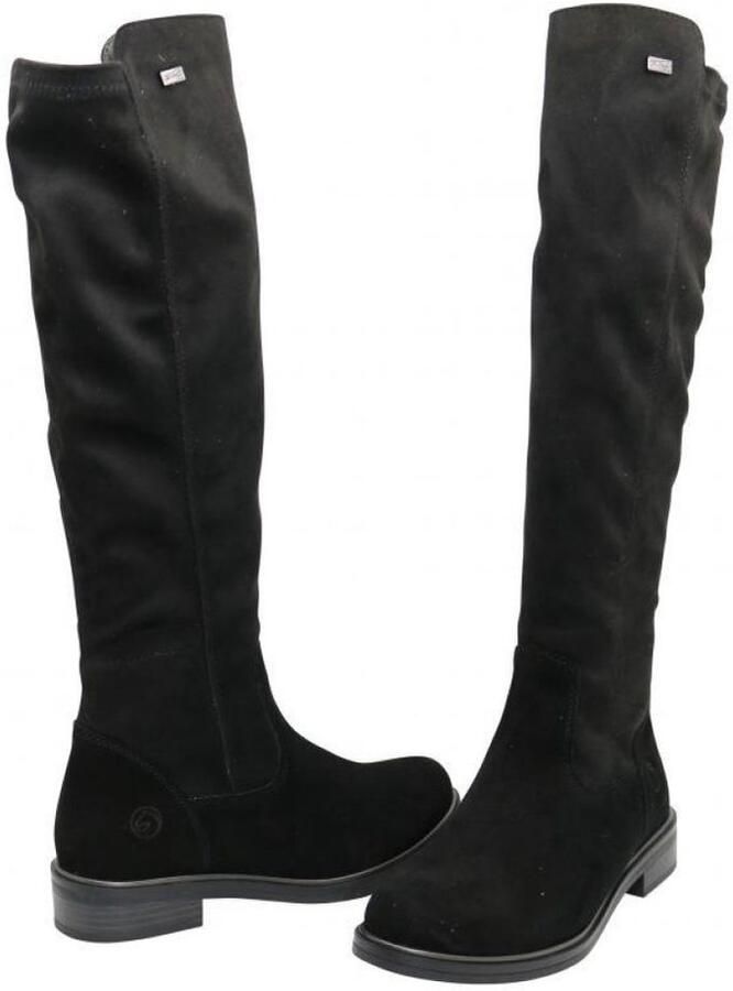Remonte Lange laarzen plat goatsuede schwarz lange stretchl