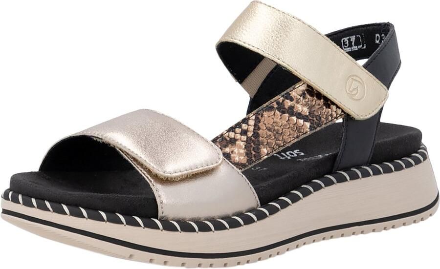 Remonte Leren sandalen met plateauzool en boa-band
