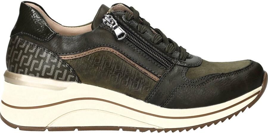 Rieker Remonte D0T16-54 sneaker Extra wijd groen Khaki veters rits uitneembare zool