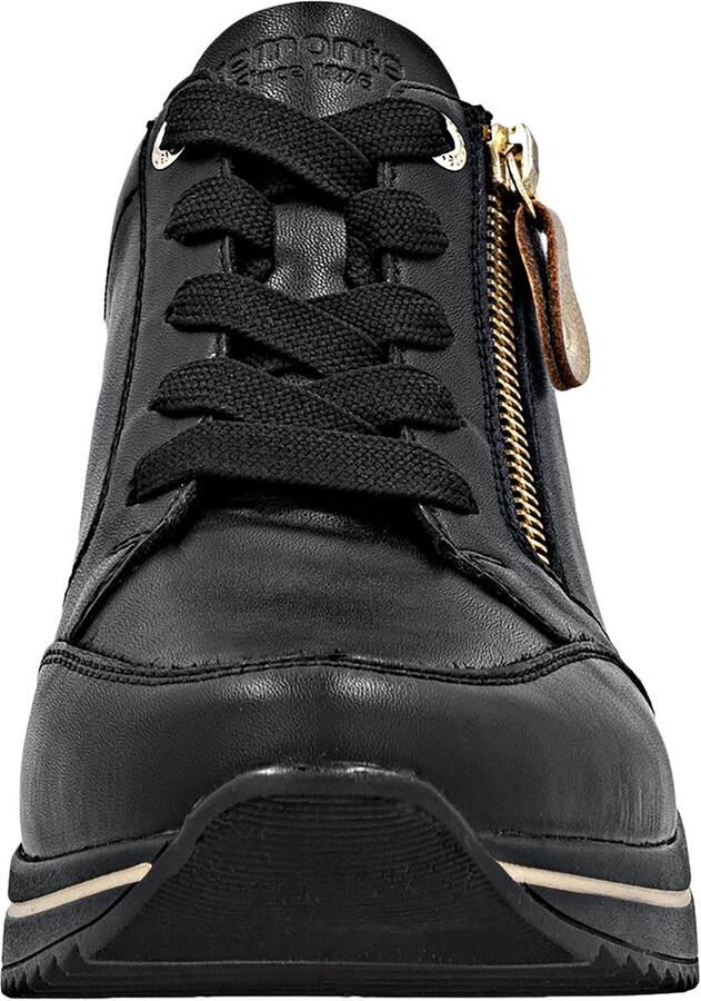 Remonte Sneakers met sleehak vrijetijdsschoen lage schoen veterschoen met goudkleurige logo-hanger