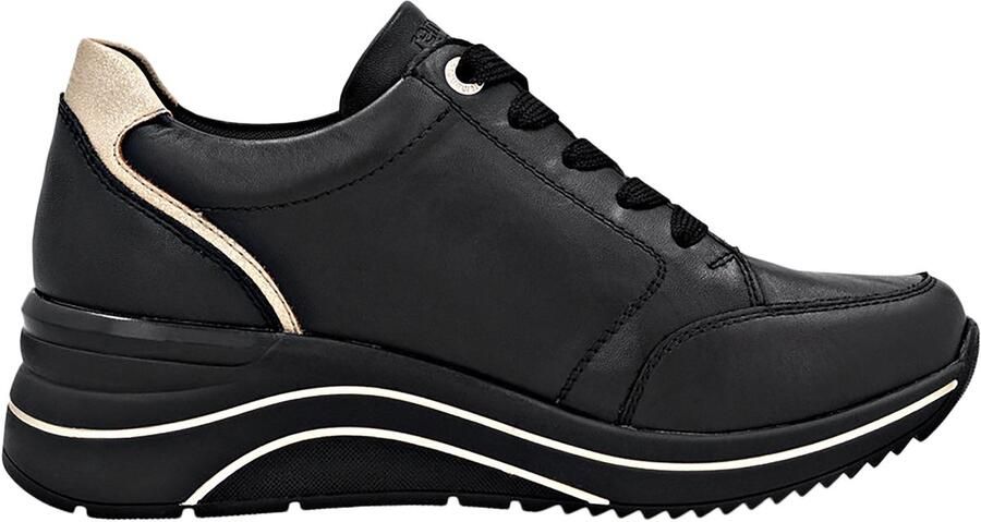 Remonte Sneakers met sleehak vrijetijdsschoen lage schoen veterschoen met goudkleurige logo-hanger