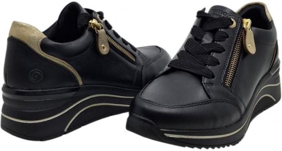 Remonte Sneakers met sleehak vrijetijdsschoen lage schoen veterschoen met goudkleurige logo-hanger - Foto 2