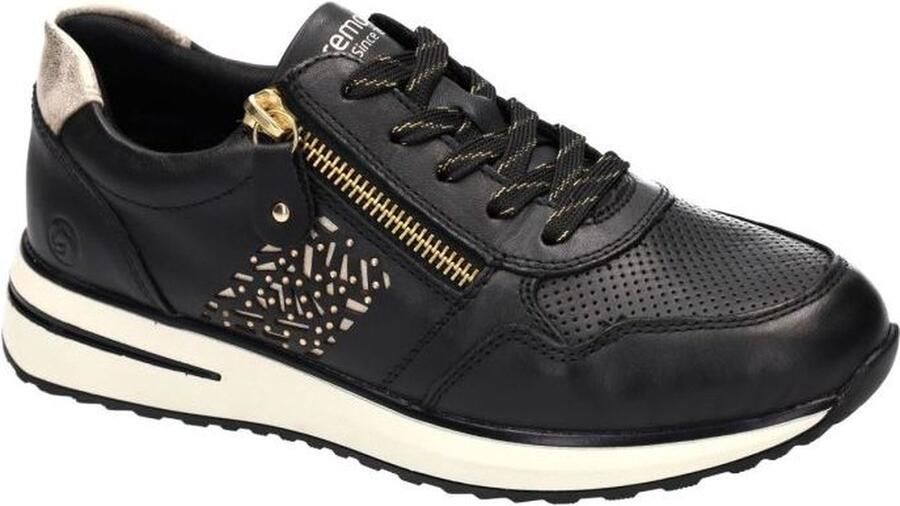 Remonte Zwarte Lite 'n Soft Sneakers met Gouden Details Black Dames
