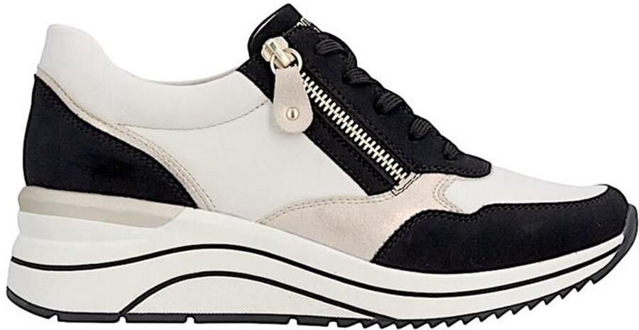 REMONTE Sneakers laag beige zwart wit natuurwit