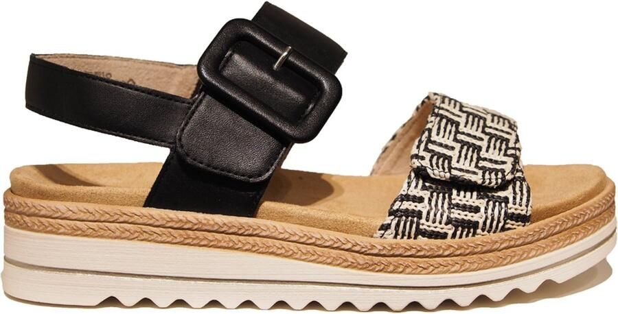 Remonte zwarte dames sandalen met print