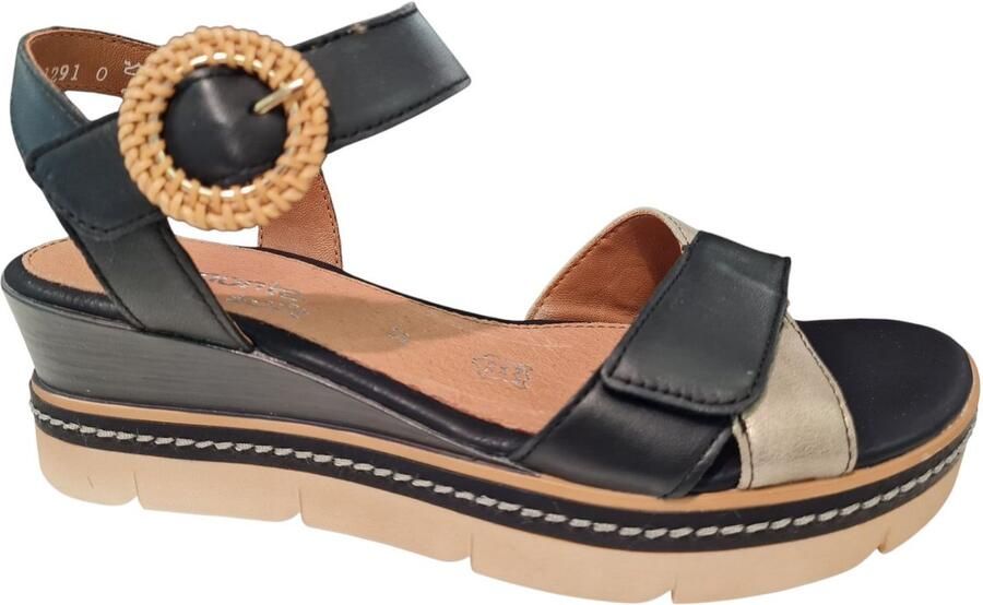 Remonte Zwarte Leren Dames Sandalen Zwart