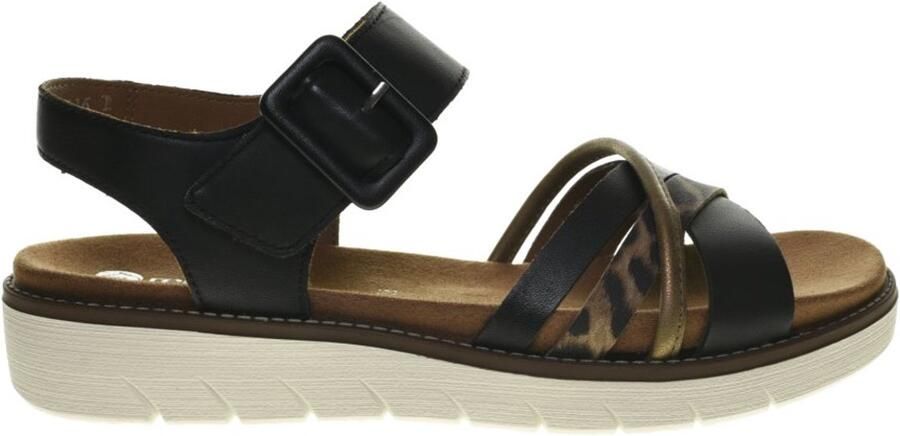 Remonte Zwarte Sandalen Leopard Comfort