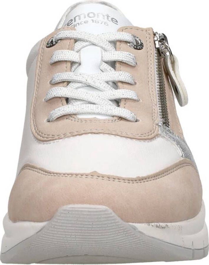 Remonte Comfortabele witte sneaker met beige en zilveren accenten Multicolor Dames