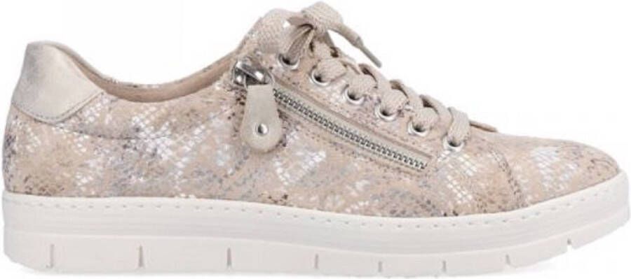 Remonte Taupe Metallic Sneaker met Rits Multicolor Dames