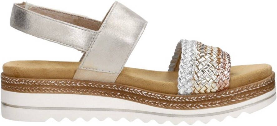 Remonte Sleehaksandaaltjes ELLE-Collection zomerschoen sandaal sleehak met vlechtbandage in metallic-look
