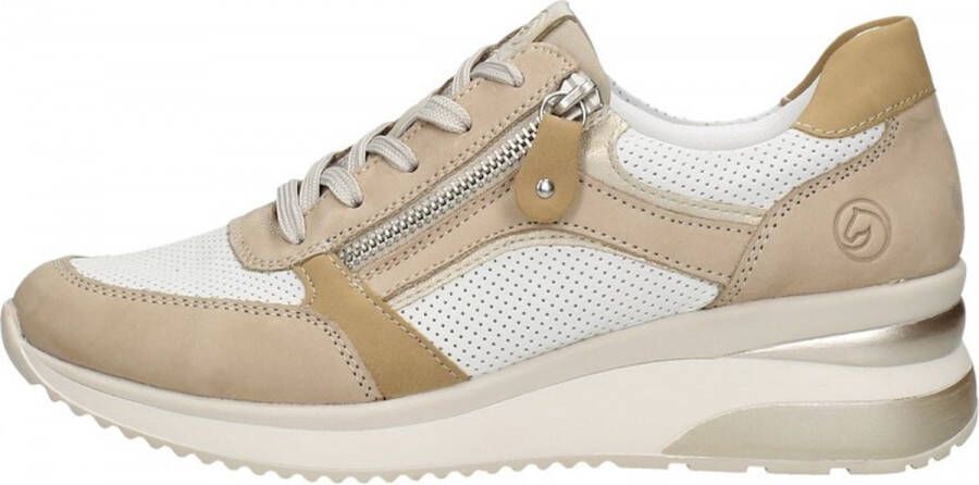 Remonte Sneaker met chique perforaties Zand Wit Beige Champagne