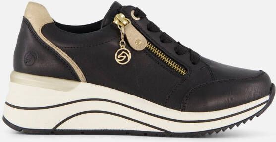 Remonte Stijlvolle Comfort Sneaker met Gouden Accenten Black Dames