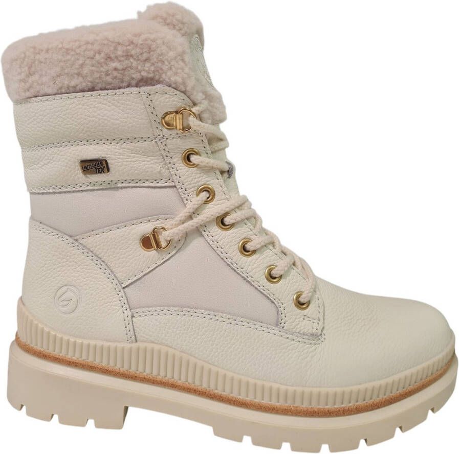 Remonte Witte Leren Veterboots Dames Wit