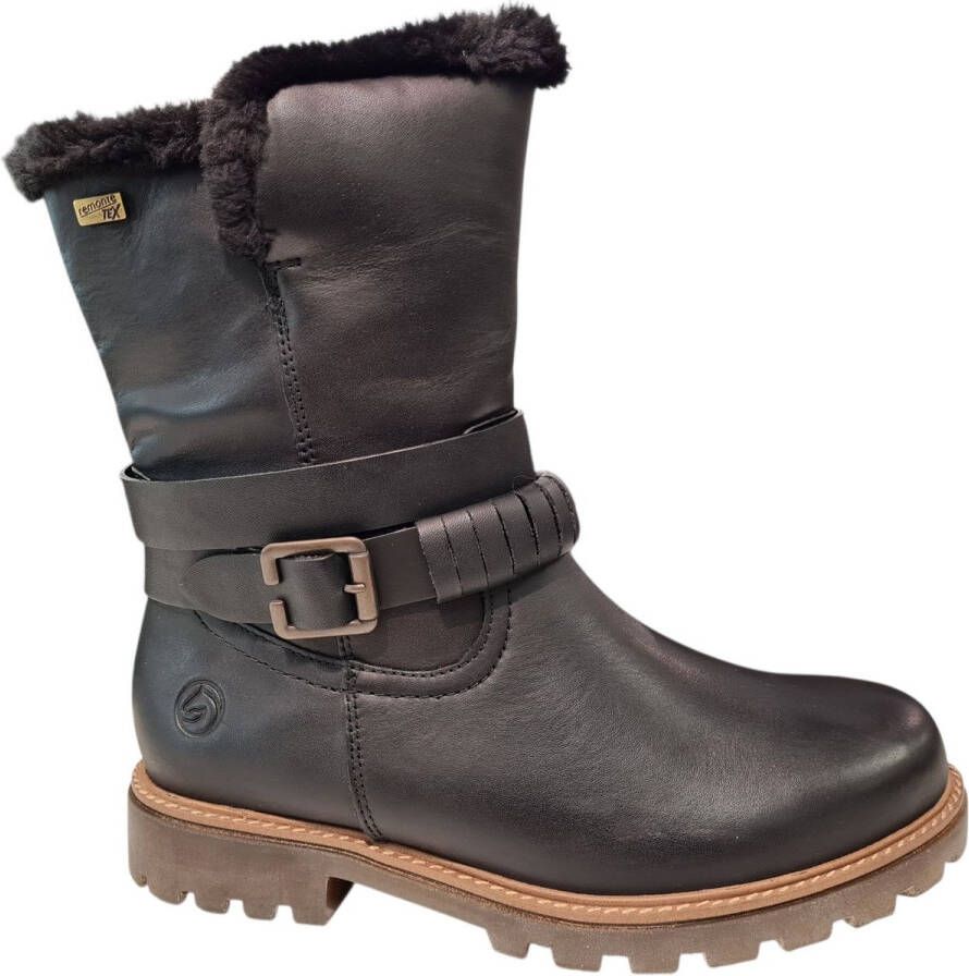 Remonte Zwarte Leren Bikerboots Dames Zwart