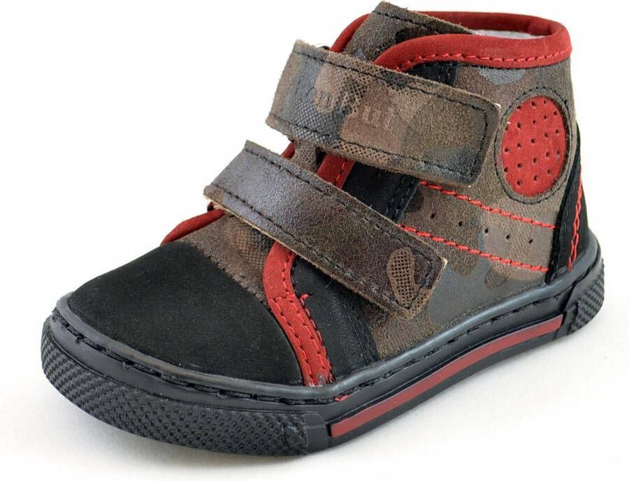 Renbut Half hoge leren jongens schoenen met leger print