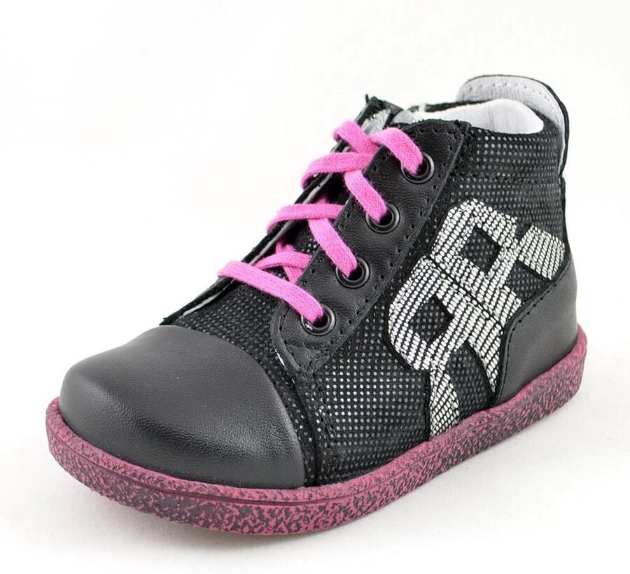 Renbut Zwarte- leren meisjes schoenen - Foto 3
