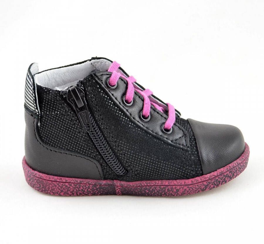 Renbut Zwarte- leren meisjes schoenen