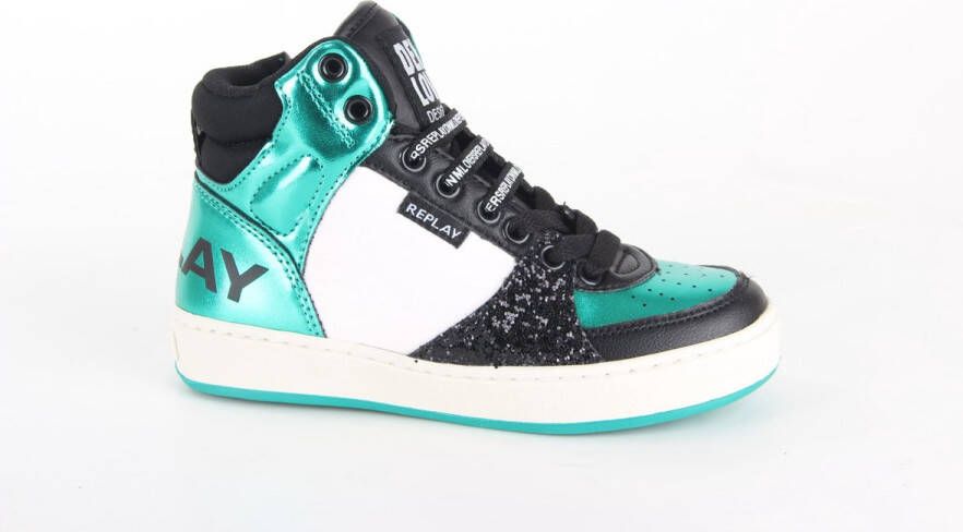 Replay sneakers groen zwart wit Imitatieleer 34