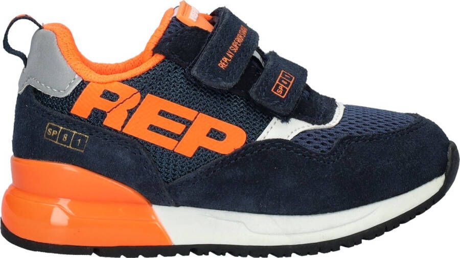 Replay Shoot kid suède sneakers donkerblauw oranje Jongens Suede Meerkleurig 29
