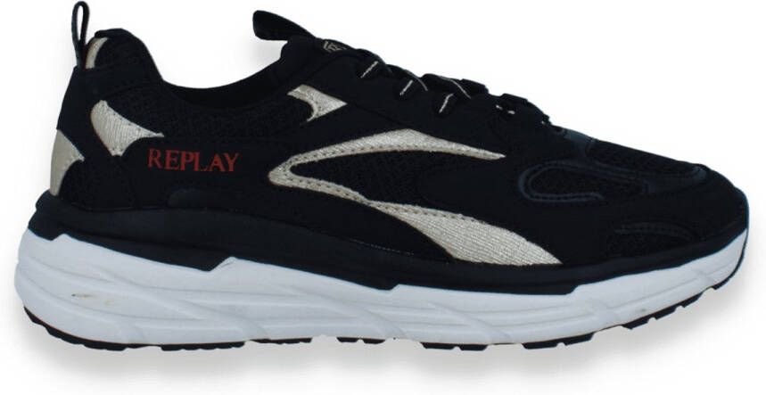 Replay Meisjes Sneaker Christal Jr Girl Black Gold Zwart