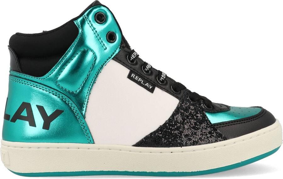 Replay sneakers groen zwart wit Meisjes Imitatieleer 30 - Foto 3