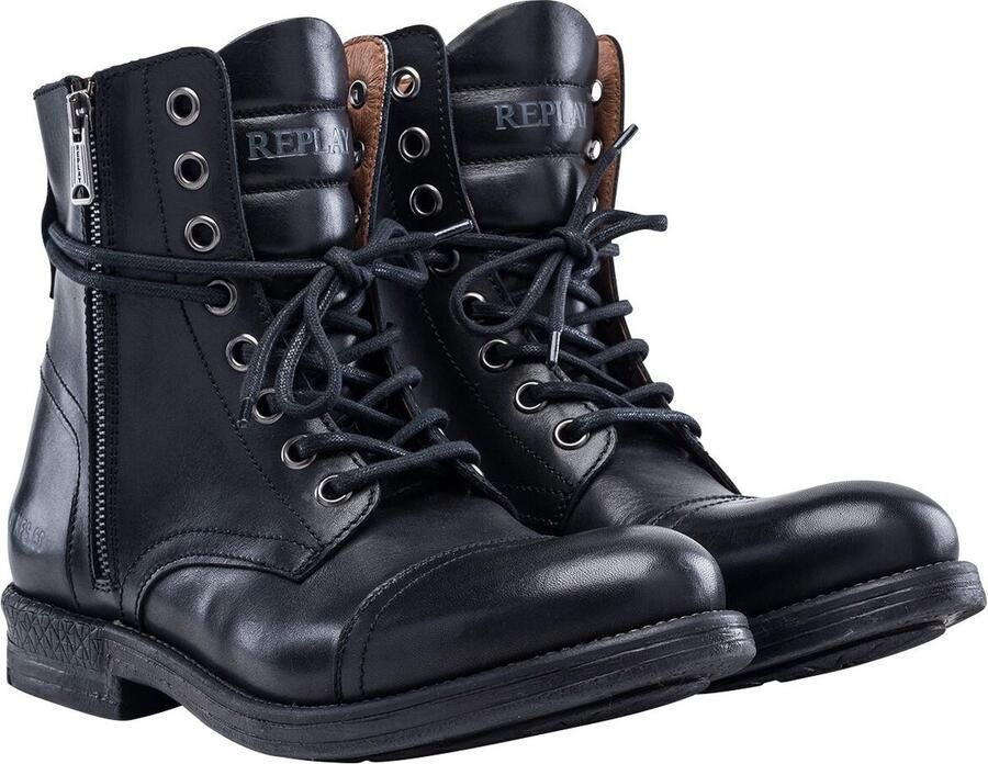 Replay Footwear Black Boots Laars zwart Leer Biker Rock wear Rockabilly Street wear