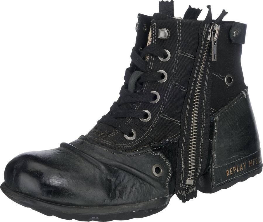 Replay Footwear Clutch Laars zwart Leer Biker Rock wear Street wear