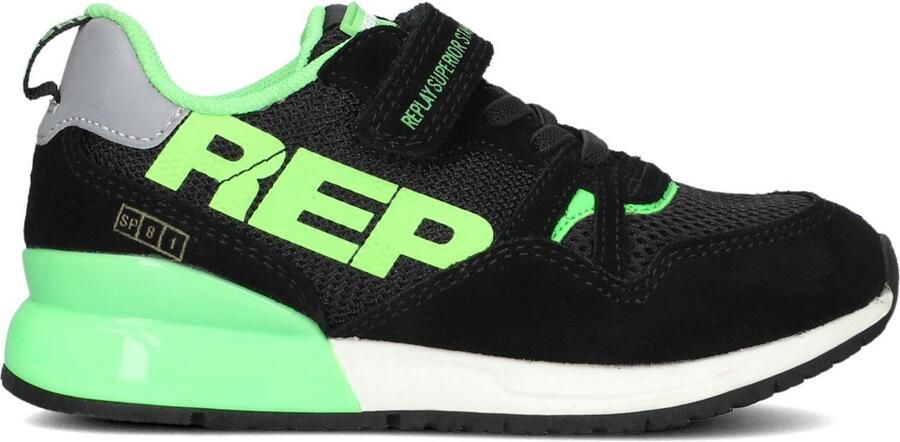 Replay Shoot Jr suède sneakers zwart groen Jongens Suede Meerkleurig 29