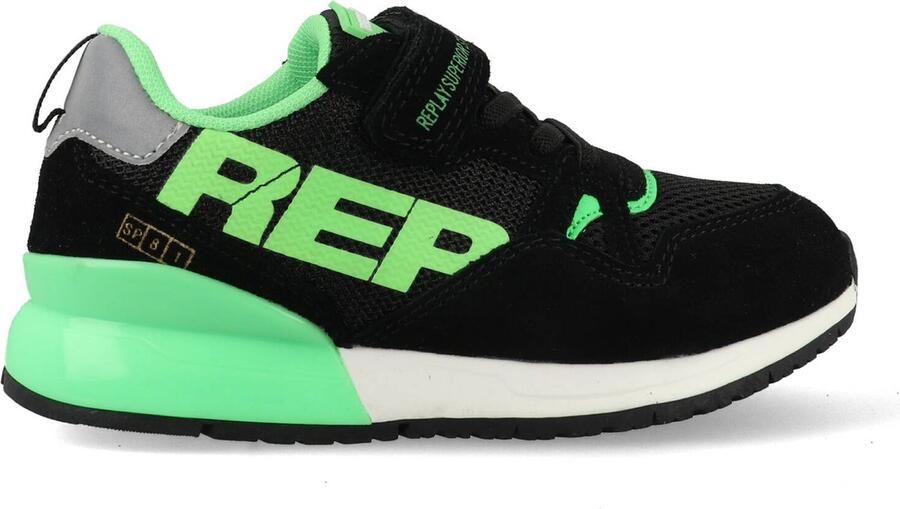 Replay Shoot Jr suède sneakers zwart groen Jongens Suede Meerkleurig 28