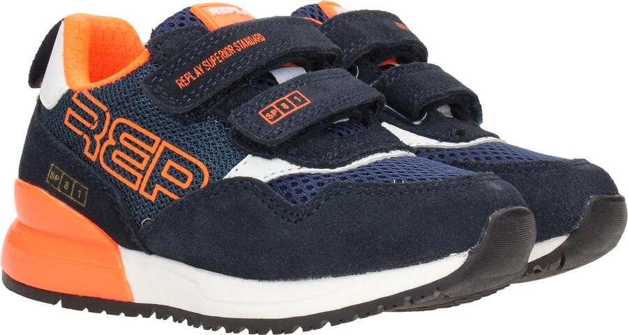 Replay Shoot Klittenband Sneaker Jongens Blauw oranje - Foto 11