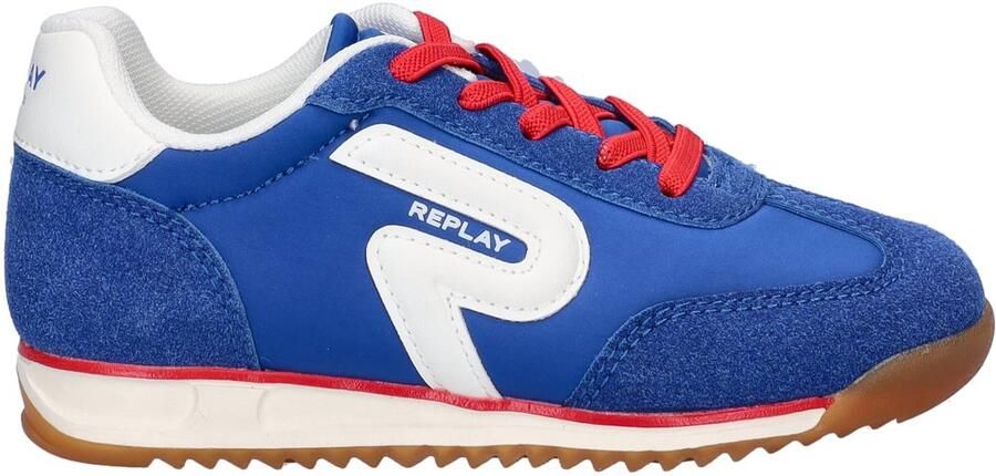 REPLAY Yard JR imitatieleren leren sneakers koningsblauw wit - Foto 1