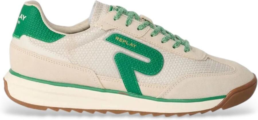 Replay Yard ton-sur-ton lichtgrijze leren sneakers