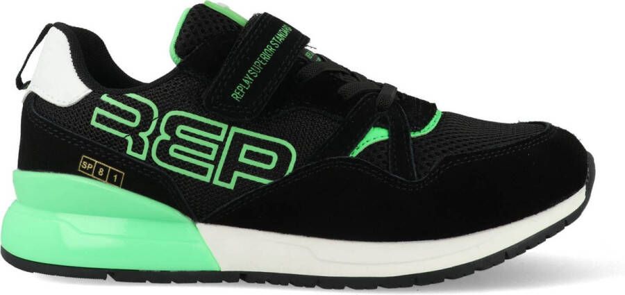 Replay Shoot Klittenband Sneaker Jongens Zwart groen - Foto 6