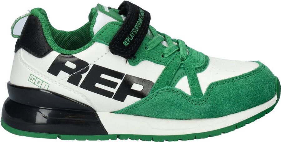 Replay Shoot Jr suède sneakers groen wit Jongens Suede Meerkleurig 34