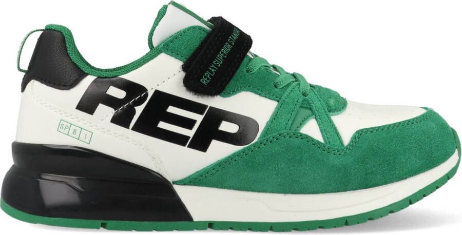 Replay Shoot Jr suède sneakers groen wit Jongens Suede Meerkleurig 37