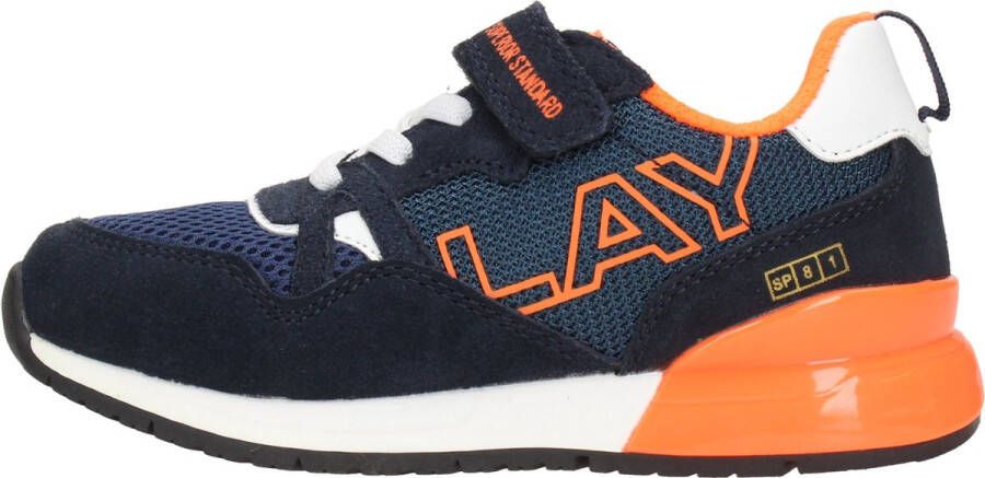 Replay SHOOT JR-1 suede sneakers donkerblauw oranje Logo 28 - Foto 4