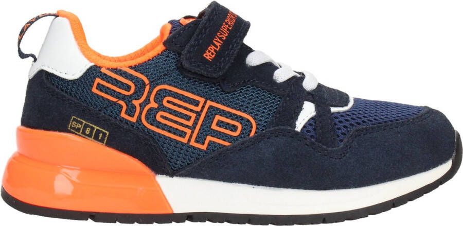 Replay SHOOT JR-1 suede sneakers donkerblauw oranje Logo 35 - Foto 5