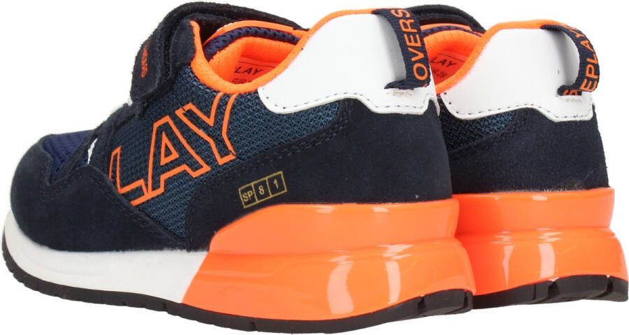 Replay SHOOT JR-1 suede sneakers donkerblauw oranje Logo 28 - Foto 2