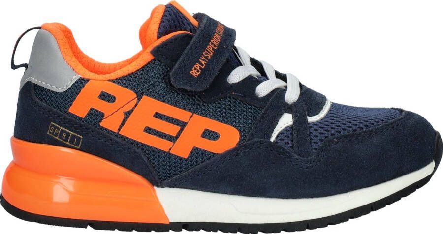 Replay Shoot Jr suède sneakers blauw oranje Jongens Suede Meerkleurig 34