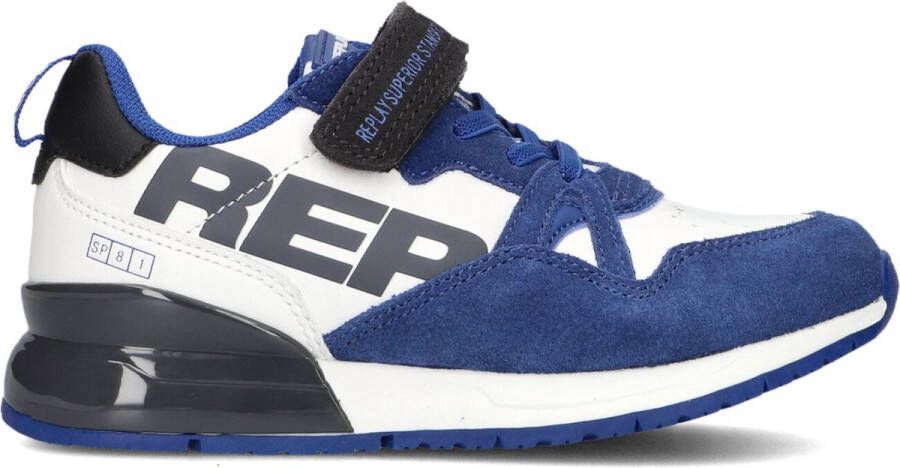 Replay Shoot Jr suède sneakers blauw wit Jongens Suede Meerkleurig 30