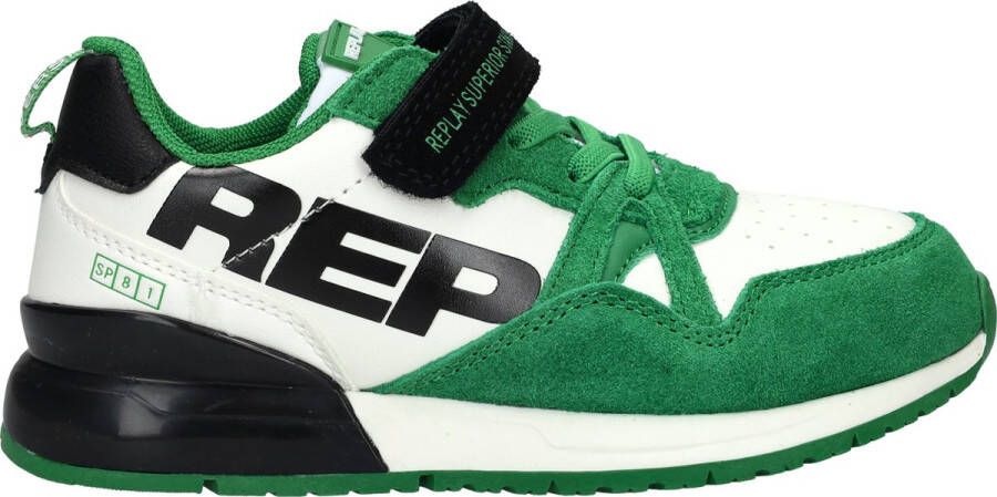 Replay Shoot Jr suède sneakers groen wit Jongens Suede Meerkleurig 31
