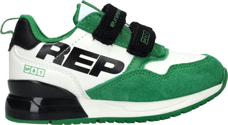 Replay Shoot kid suède sneakers groen wit Jongens Suede Meerkleurig 26